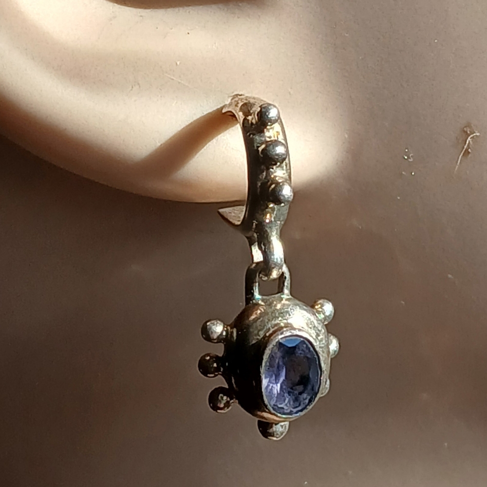 Sterling Silver Gemstone Earrings Huggie Dangles Unique